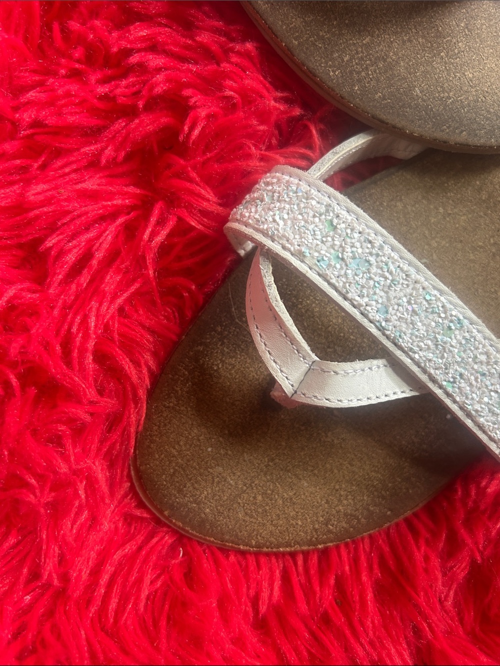 Vera Pelle White Sparkle Slide Sandals - Picture 3 of 9